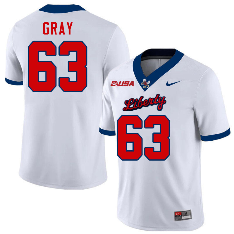 Liberty Flames #63 Xavior Gray College Football Jerseys Stitched-White